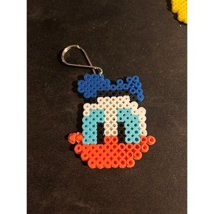 Handmade perler bead Donald Duck keychain